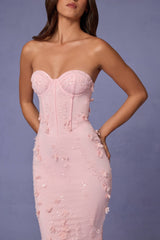 Amal-Lace-Up Corset Maxi Dress in Soft Pink