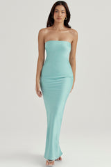 Alette-Jade Satin Strapless Maxi Dress