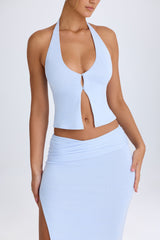 Cedara-Ruched Maxi Skirt in Periwinkle Blue