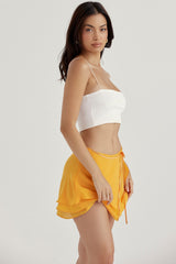 Clarice-Tangerine Floaty Layered Mini Skirt