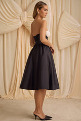 Gabrielle-Strapless Corset Midi Dress in Black