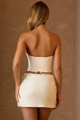 Isla-Draped Lace-Up Corset Top in Ivory