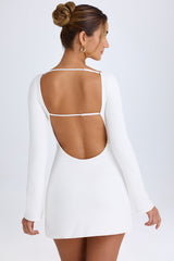 Mavisa-Cut-Out Long-Sleeve Mini Dress in White