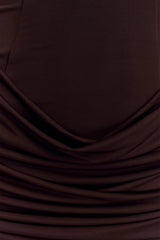 Mattea Slinky And Mesh Mini Dress With Scarf - Dark Chocolate