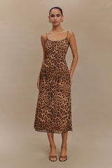 Leanne Chiffon Midi Dress - Leopard Print