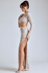 Ingrid-Lace Long Sleeve Maxi Dress in Ivory