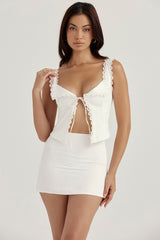 Amber-White Lace Trim Top