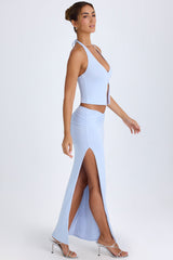 Cedara-Ruched Maxi Skirt in Periwinkle Blue