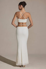 Sardinia-Embellished Strappy Maxi Skirt in White