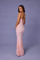 Amal-Lace-Up Corset Maxi Dress in Soft Pink