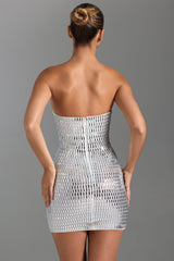 Aurora-Embellished Bandeau Mini Dress in White