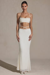 Sardinia-Embellished Strappy Maxi Skirt in White