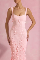 Vasanta-Embellished Fishtail Corset Gown in Pink