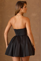 Emina-Cowl-Neck Corset Mini Dress in Black