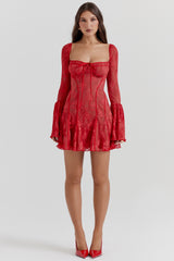 Analissa-Scarlet Lace Corset Dress