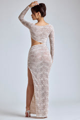 Ingrid-Lace Long Sleeve Maxi Dress in Ivory