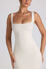 Navi-Modal Lace-Trim Midaxi Dress in Ivory