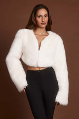 Almerinda-Faux Fur Cropped Bolero in White