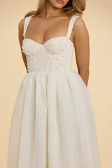 Delancey-Embellished Corset Gown in White