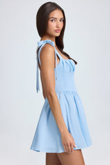 Bellamy-Draped Corset Mini Dress in Powder Blue