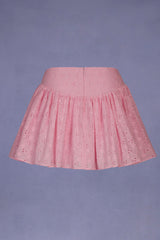 Thia-Bow-Detail Broderie Anglaise Mini Skirt in Soft Pink