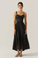 Yamila Eyelet Corset Midi Dress