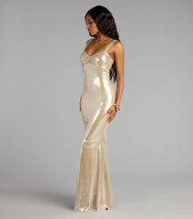 Gwyneth Metallic Open Back Mermaid Dress