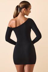 Fia-Modal Off-Shoulder Ruched Mini Dress in Black