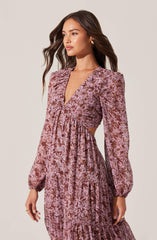 V-Neck Cutout Midi Dress