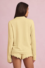 Mirae-Modal Long-Sleeve Pyjama Top in Pastel Yellow
