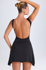 Shirin-Draped Open-Back Mini Dress in Black