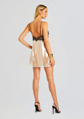 Olive Sequin Lace Dress-White