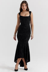 Cesca-Black Floral Maxi Dress