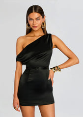 Ivy Satin Off The Shoulder Mini Dress