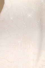 Saskia-Sleeveless Wrap Over Mini Dress in Off White