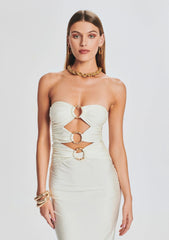 Lily Lycra Maxi Dress-White