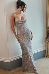 Azzurra-Ice Blue Lace Godet Gown