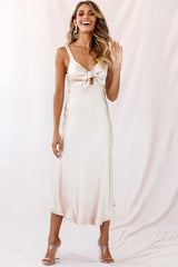 Perfect Day Satin Midi Dress Gold