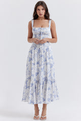 Chicca-Blue Floral Print Top