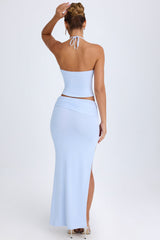 Cedara-Ruched Maxi Skirt in Periwinkle Blue
