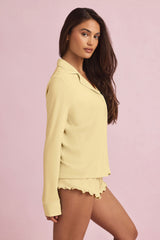 Mirae-Modal Long-Sleeve Pyjama Top in Pastel Yellow