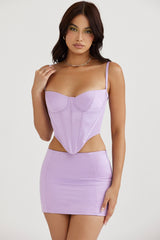 Elodie-Orchid Satin Mini Skirt