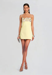 Lark Embroidered Dress-Yellow