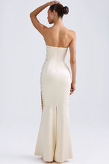 Callidora-Lace-Up Corset Gown in Ivory