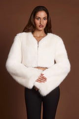 Almerinda-Faux Fur Cropped Bolero in White
