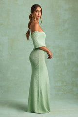 Naia-Bouclé Off-Shoulder Maxi Dress in Mint
