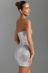 Aurora-Embellished Bandeau Mini Dress in White